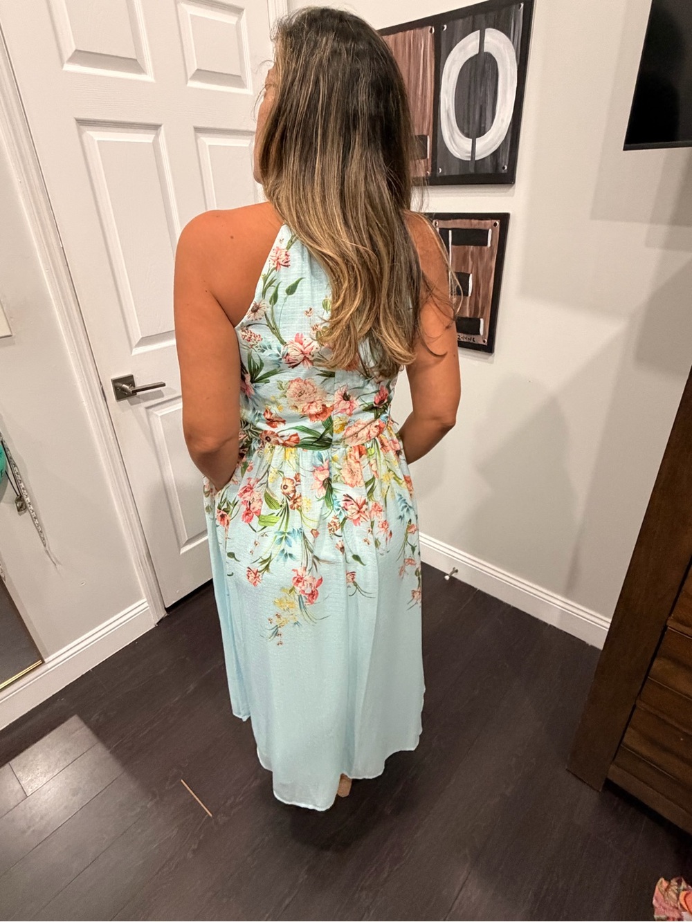 Maison Tara Pastel Blue Floral Halter Sundress - Picture 2 of 5